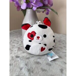 NWT Squishmallow Dustin 3.5” Valentine Dog Plush Clip Keychain